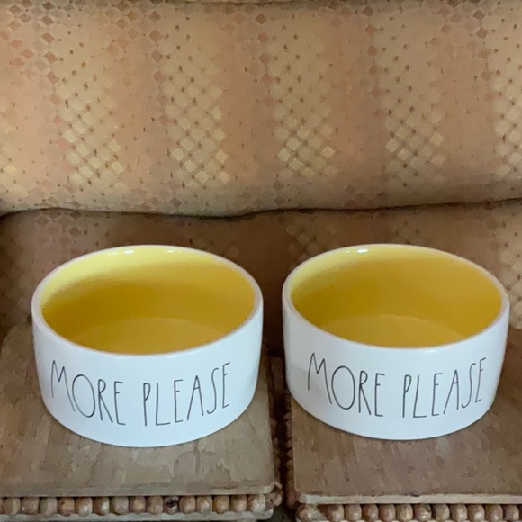 Rae Dunn Other - Rae Dunn Set of Two MORE PLEASE 6” ceramic dog bowls with yellow interior. NWT